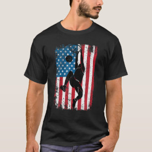 Basketball Slam Dunk Distressed American Flag Ball T-Shirt