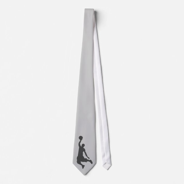 Basketball Slam Dunk silhouette Tie (Front)
