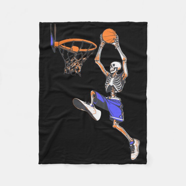 Basketball Slam Dunk Skeleton Halloween  Fleece Blanket (Front)