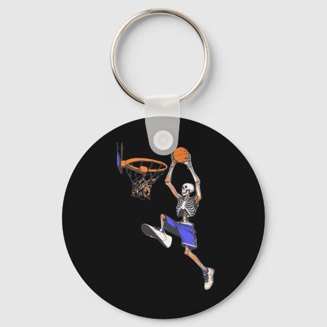 Basketball Slam Dunk Skeleton Halloween  Key Ring (Front)