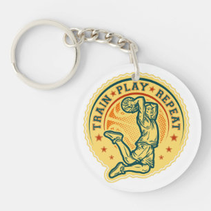 Basketball Slam Dunk Vintage Design Key Ring