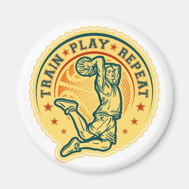 Basketball Slam Dunk Vintage Design Magnet (Front)
