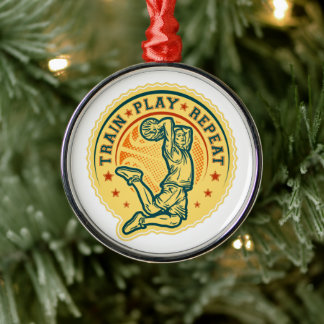 Basketball Slam Dunk Vintage Design Metal Tree Decoration