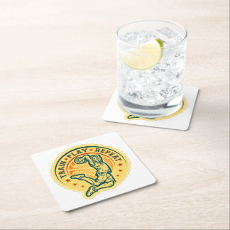 Basketball Slam Dunk Vintage Design Square Paper Coaster