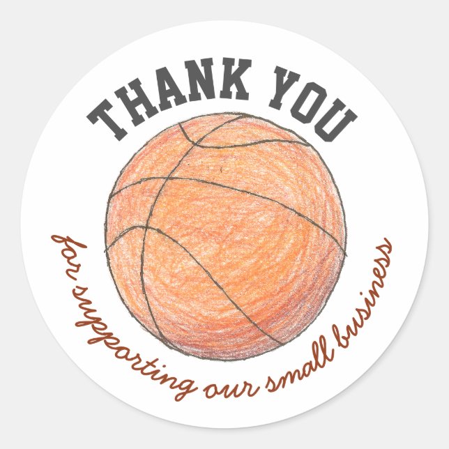 Basketball small business thank you sticker (Front)
