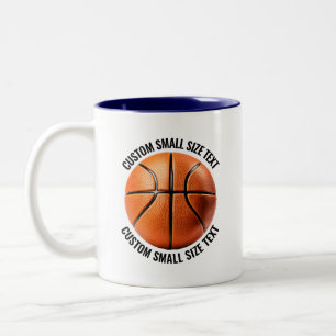 Basketball & Small Text NAVY BLUE 11oz Custom Two-Tone Coffee Mug