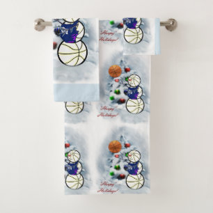 Basketball Snowman Christmas Bath Towel Set