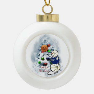 Basketball Snowman Christmas Ceramic Ball Christmas Ornament