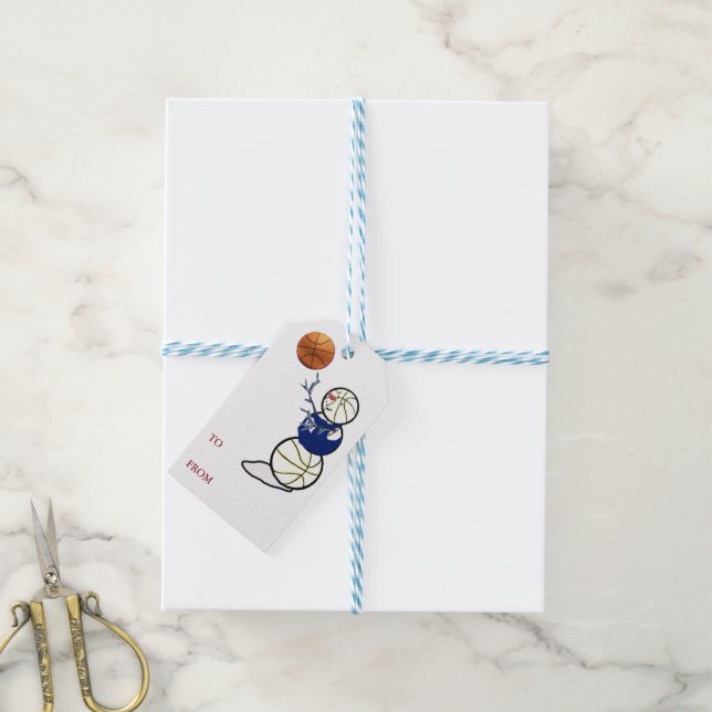 Basketball Snowman Christmas Gift Tags (With Twine)