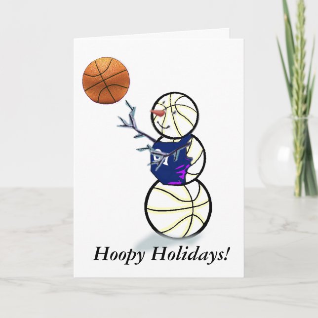 Basketball Snowman Christmas Holiday Card (Front)