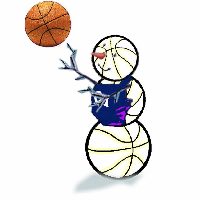 Basketball Snowman Christmas Photo Sculpture Decoration (Front)