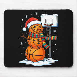 Basketball Snowman Christmas Santa Hat Funny Xmas  Mouse Mat