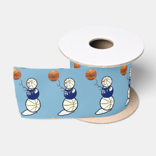 Basketball Snowman Christmas Satin Ribbon