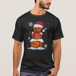 Basketball Snowman Christmas Sports Gift Tee