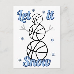 Basketball Snowman Let It Snow  Holiday Postcard