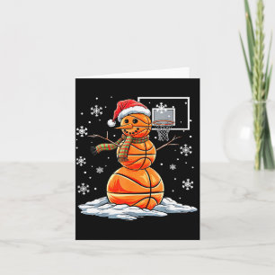 Basketball Snowman Player Santa Hat Christmas Funn Card