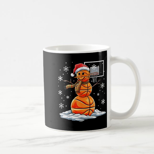Basketball Snowman Player Santa Hat Christmas Funn Coffee Mug (Right)