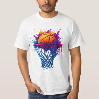 Basketball Splash Art – Vibrant Sports Design T-Shirt