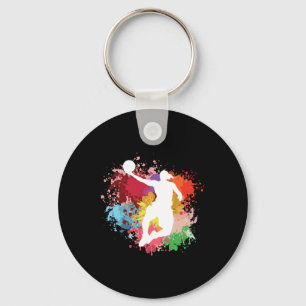 Basketball Splash Watercolor  Key Ring