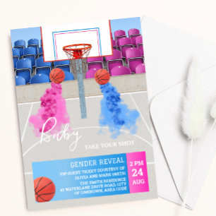 Basketball Sport Baby Gender Reveal Invitation
