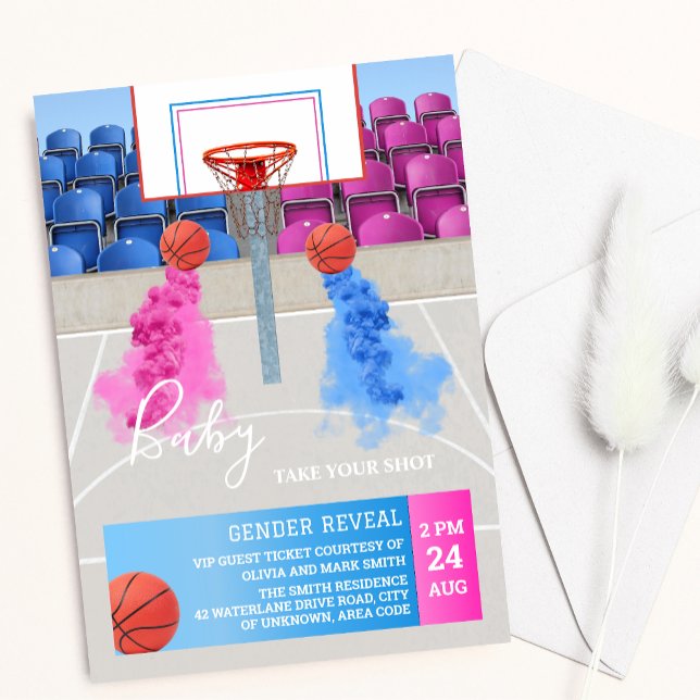 Basketball Sport Baby Gender Reveal Invitation (Creator Uploaded)