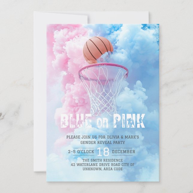 Basketball Sport Baby Gender Reveal Party Invitation (Front)