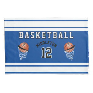 Basketball Sport Ball Design - Blue - Editable Pillowcase