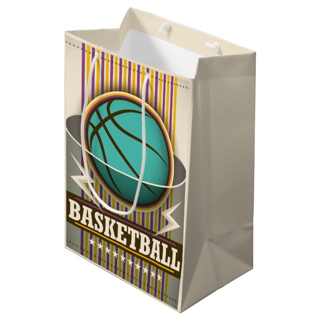 Basketball Sport Ball Game Cool Medium Gift Bag (Front Angled)