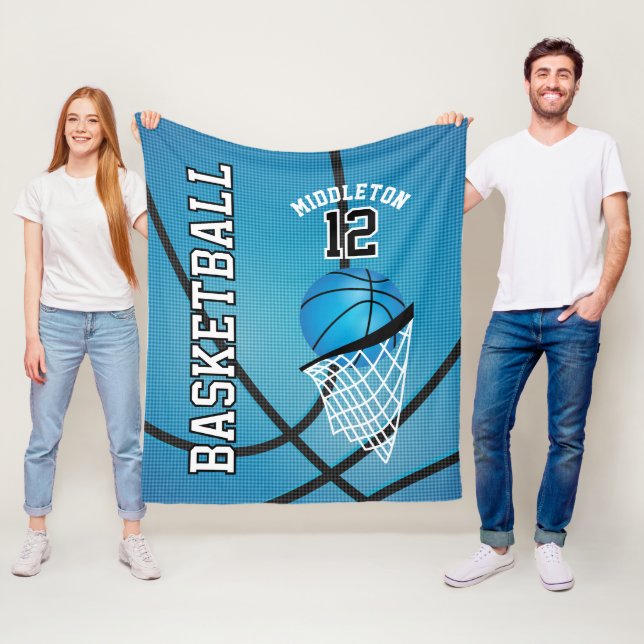 Basketball 🏀 Sport Design in Baby Blue Fleece Blanket (In Situ)
