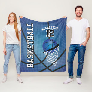 Basketball 🏀 Sport Design in Blue Fleece Blanket