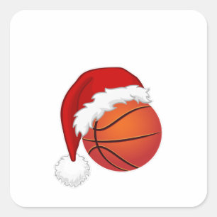 Basketball Sport fans Santa hat Christmas Xmas Square Sticker
