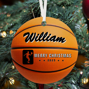 Basketball Sport Merry Christmas Photo Metal Tree Decoration