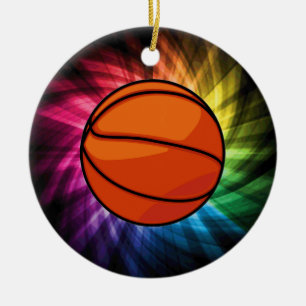 Basketball; Sport; rainbow Ceramic Tree Decoration