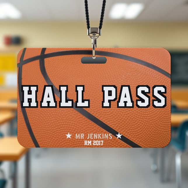 Basketball Sport School Teacher Student Hall Pass ID Badge (Basketball Sport School Teacher Student Hall Pass Badge
)