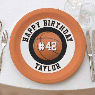 Basketball Sport Team Player Name Happy Birthday Paper Plate