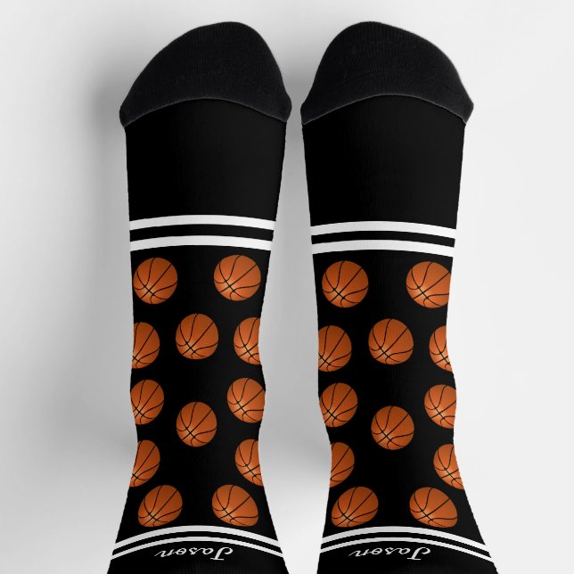 basketball sports  add your name or text black  socks (Top)