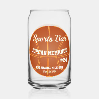 Basketball Sports Bar Beer  Can Glass