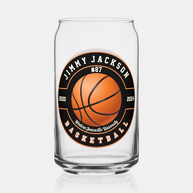 Basketball Sports Beer Can Glass Drinkware (Front)