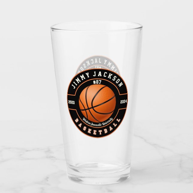 Basketball Sports Beer Pint Soda Glass Drinkware (Front)