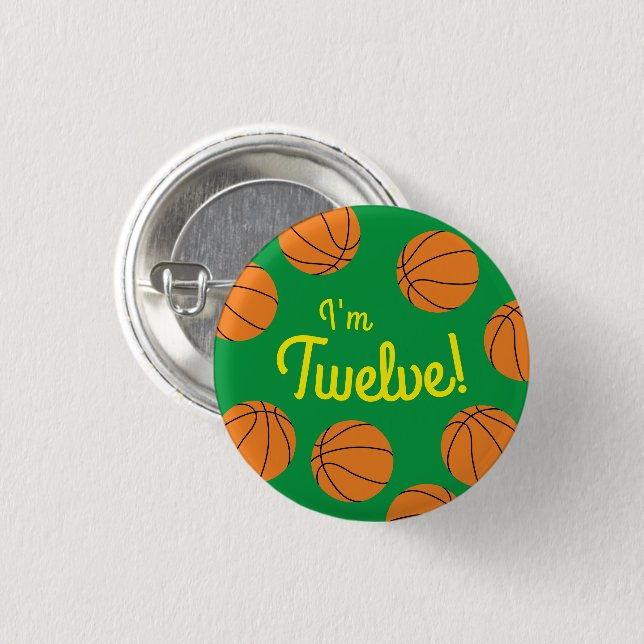 Basketball Sports Birthday Party 3 Cm Round Badge (Front & Back)