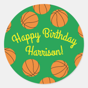 Basketball Sports Birthday Party Classic Round Sticker