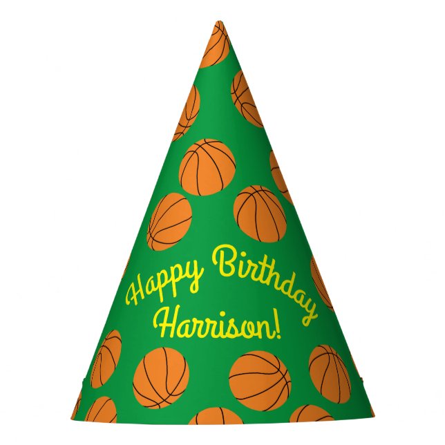 Basketball Sports Birthday Party Party Hat (Front)