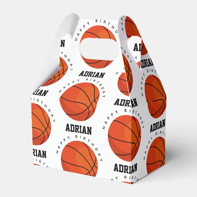 Basketball Sports Birthday Party Personalised Name Favour Box (Front Side)