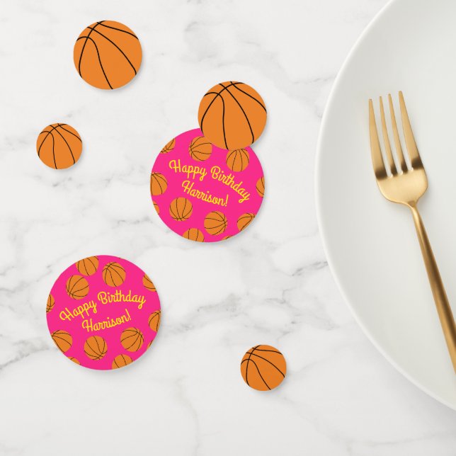 Basketball Sports Birthday Party Pink Confetti (Group)