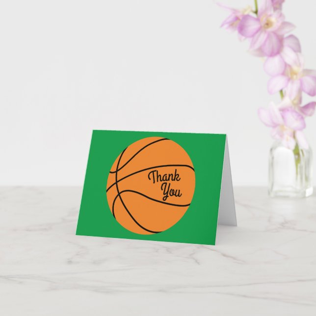 Basketball Sports Birthday Party Thank You Card (Orchid)