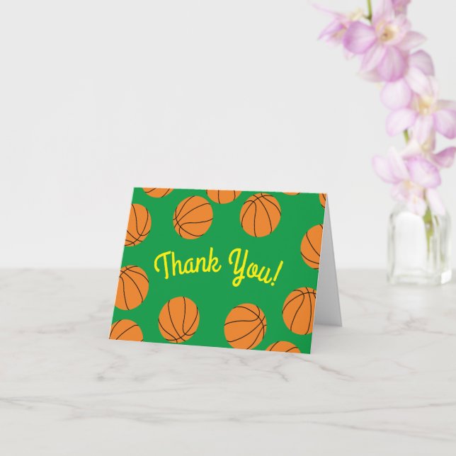 Basketball Sports Birthday Party Thank You Card (Orchid)