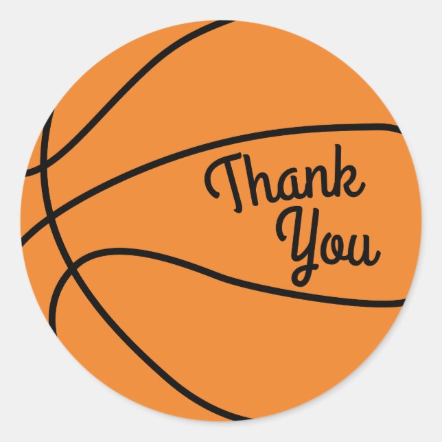 Basketball Sports Birthday Party Thank You Classic Round Sticker (Front)