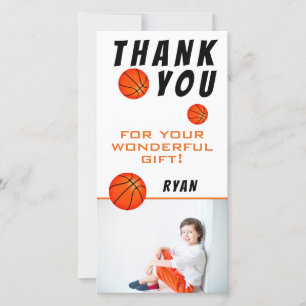 Basketball Sports Birthday Photo Thank You Card