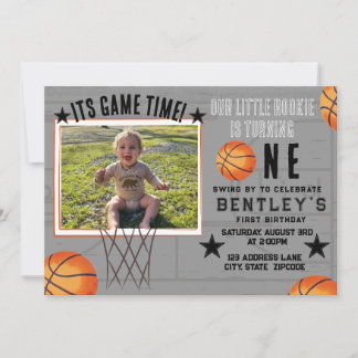 Basketball Sports First Birthday Invitation