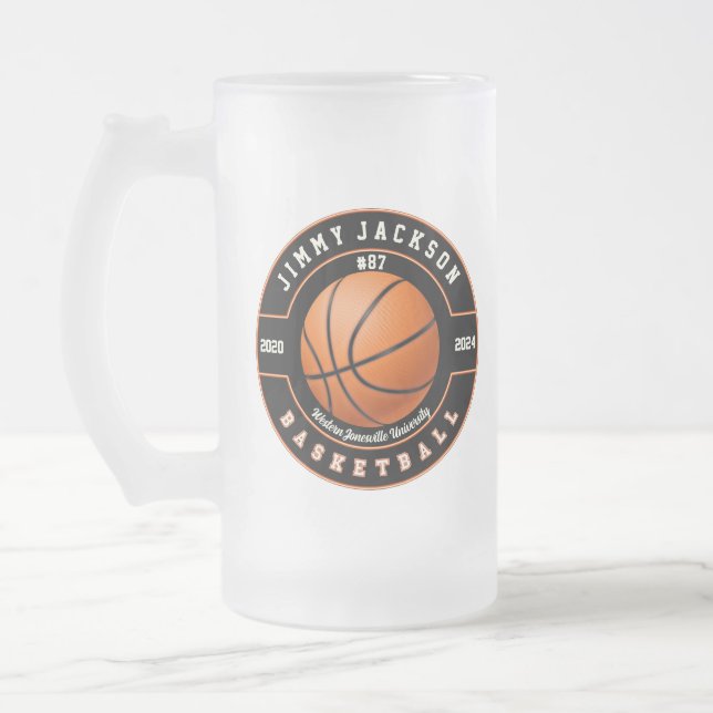 Basketball Sports Frosted Beer Mug Glass Drinkware (Left)